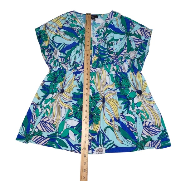 Liz Claiborne Floral Multi Color V-Neck Jersey Stretch Top - Woman 0X - Picture 4 of 11